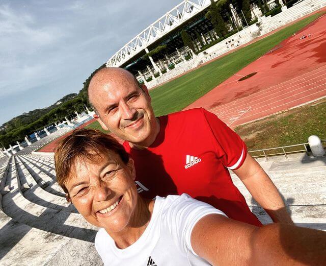 Paola e il Pacer Marco dopo un allenamento allo Stadio dei Marmi